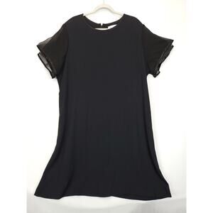 Jeffrey & Dara Dress Tie Back Sheer Short Sleeve Women 22 Black Modest Capsule